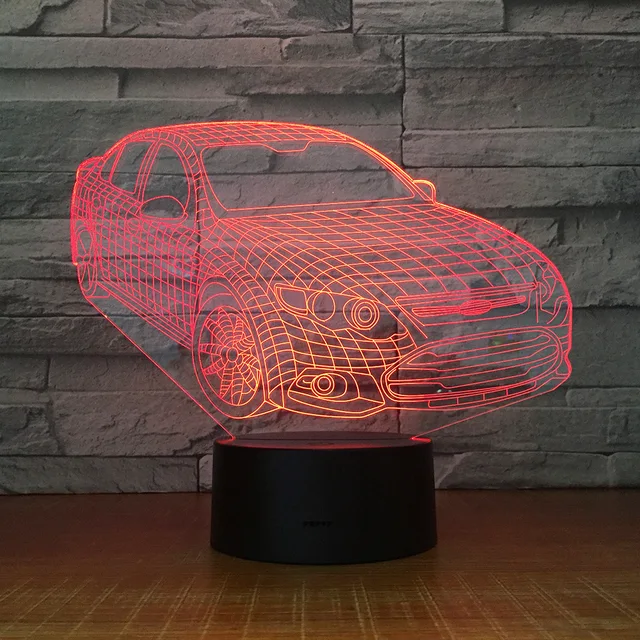 LED car 3d 7 color night light Acrylic light creative atmosphere light stereoscopic light 1803