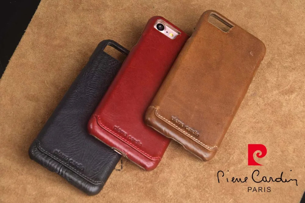 Pierre Cardin Genuine Leather For iphone 7 7 Plus New Arrival Fashion Ultra Thin Slim Back