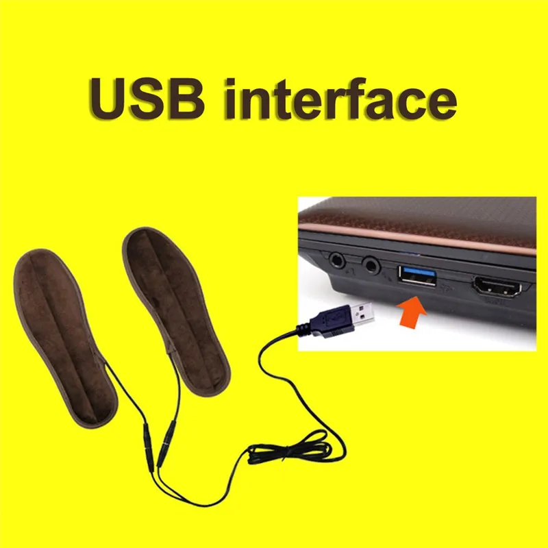 

1 Pair Heated Insoles Winter Unisex Heated Shoe Inserts USB Charged Electric Insoles for Shoes Boot Keep Warm with Fur Foot Pads