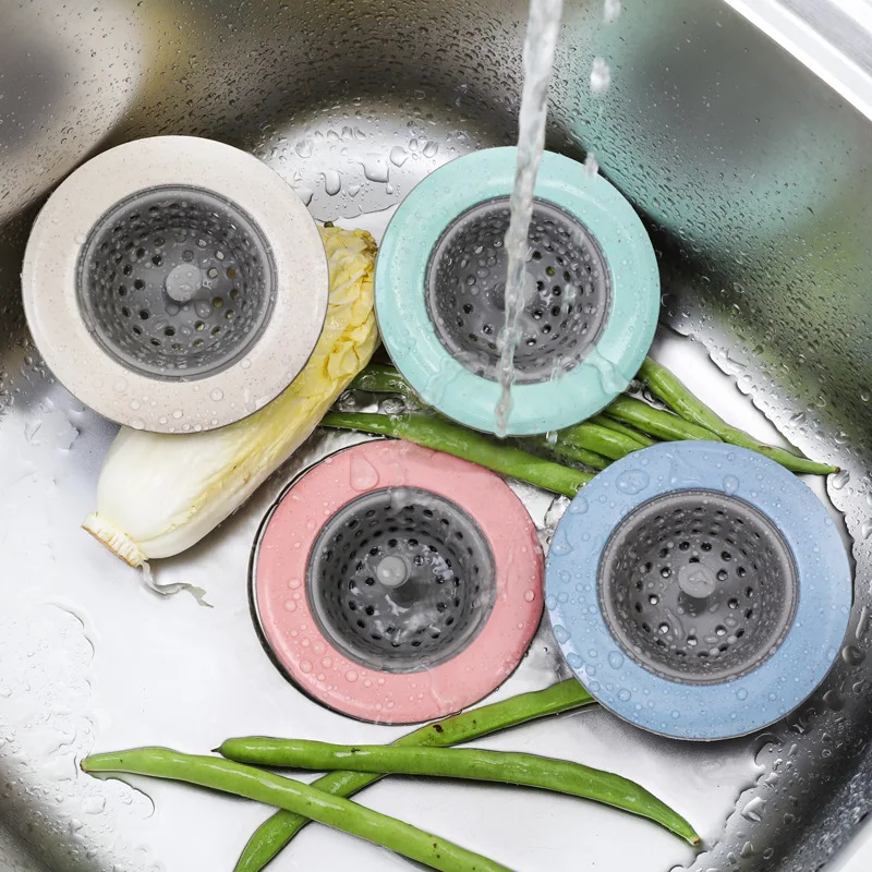 

2019 Sale Hot Sale Silicone Wheat Straw Kitchen Bathroom Shower Drain Drains Cover Colander Sewer Hair Filter Color random hair