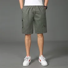 Брендовая одежда мужские шорты летние резинка на талии повседневные Карманы хлопок легкие свободные Карго короткие мужские брюки бермуды плюс размер