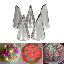 5 шт., нержавеющая сталь, лепестки роз, глазурь, насадки, насадки для крема, инструменты для украшения торта, крема, кекса, кондитерских изделий, инструмент для творчества