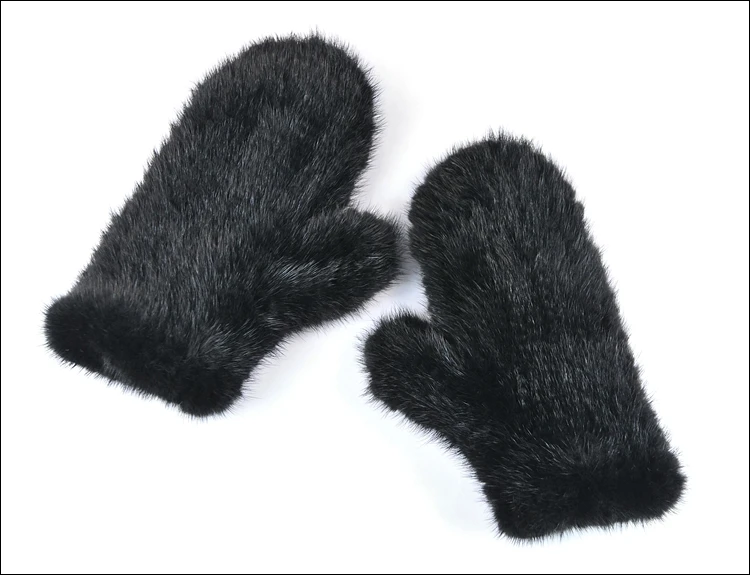 Из натуральной норки Мех животных перчатки Прихватки для мангала рукавица Мех животных Дизайн для этой зимой 6 цветов - Цвет: black