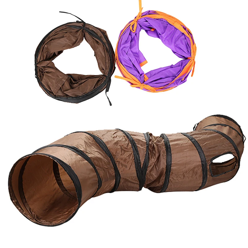 

S Pet Tunnel Cat Toy Play Tunnel Brown Foldable 3 Holes Kitten Cat Toy Bulk Cats Toys Rabbit Kitten Puppy 3 Color Pet Supplies