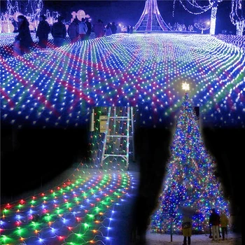 

AC220V 4Mx6M 750 LED Net String Lights Outdoor Christmas Fairy String Light For Xmas Holiday Wedding Party Decoration 8 Mode