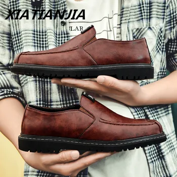 

2019 Summer Casual Male Peas Leather Shoes Men Loafers Breathable Outdoor Non-slip Comfortable Tenis Masculino Erkek Ayakkabi