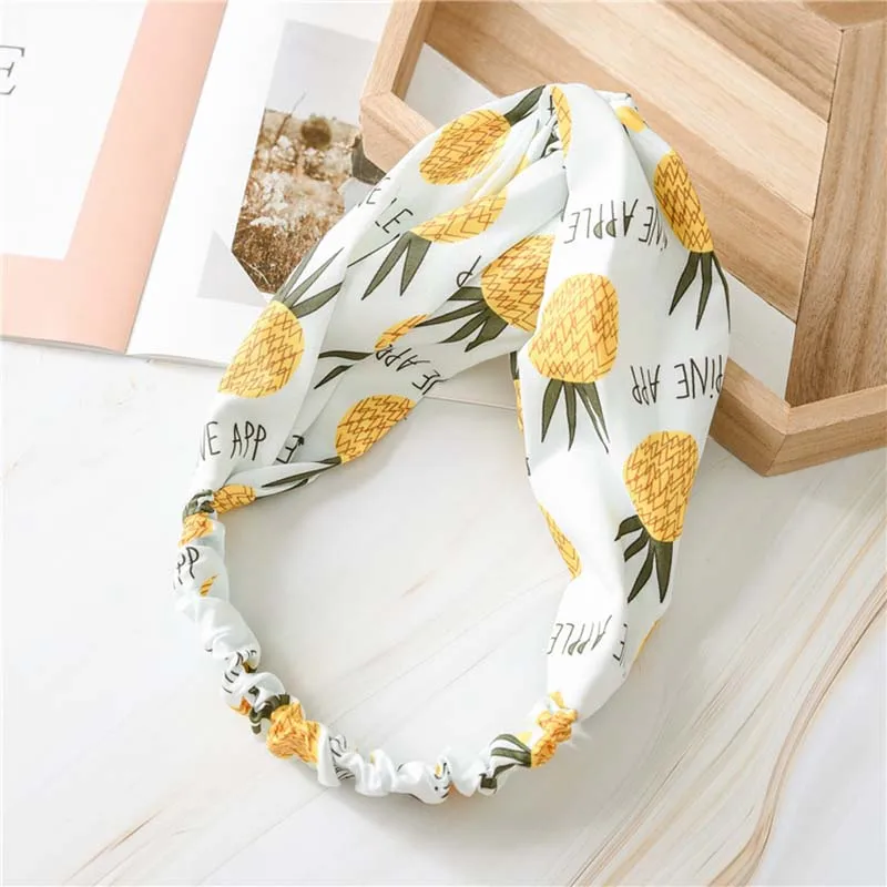 Pineapple Headband Fashion Retro Women Elastic Turban Twisted Knotted