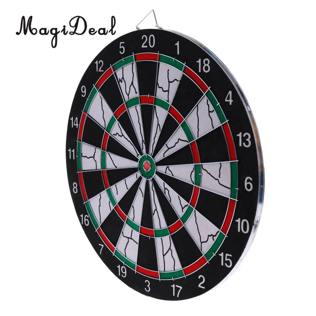 Durable 15'' Two Side Printing Magnetic Dart Board Dartboard with Set of 6 Steel Tip Brass Dart for Tournament Tavern Darts Game