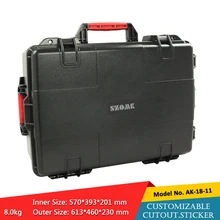 Водонепроницаемый пластиковый жесткий ящик для переноски pp и abs всепогодный чехол для инструментов с губка внутри 613x460x230 мм szomk