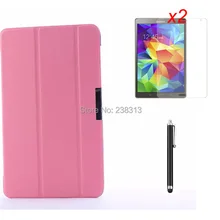 Тонкий складной магнитный чехол с подставкой для сна/пробуждения из искусственной кожи чехол+ 2* пленка+ ручка для samsung Galaxy Tab S 8,4 T700 T701 T705C