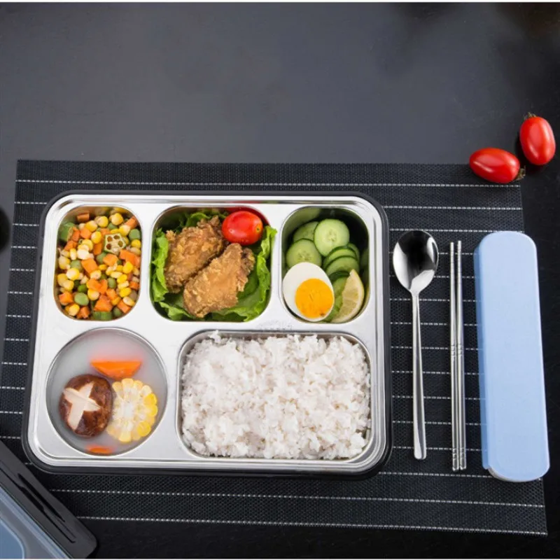 

Lunch Box with Tableware/Insulation Bag 304 Stainless Steel Portable Leakproof Food Thermal Container Separate Compartments