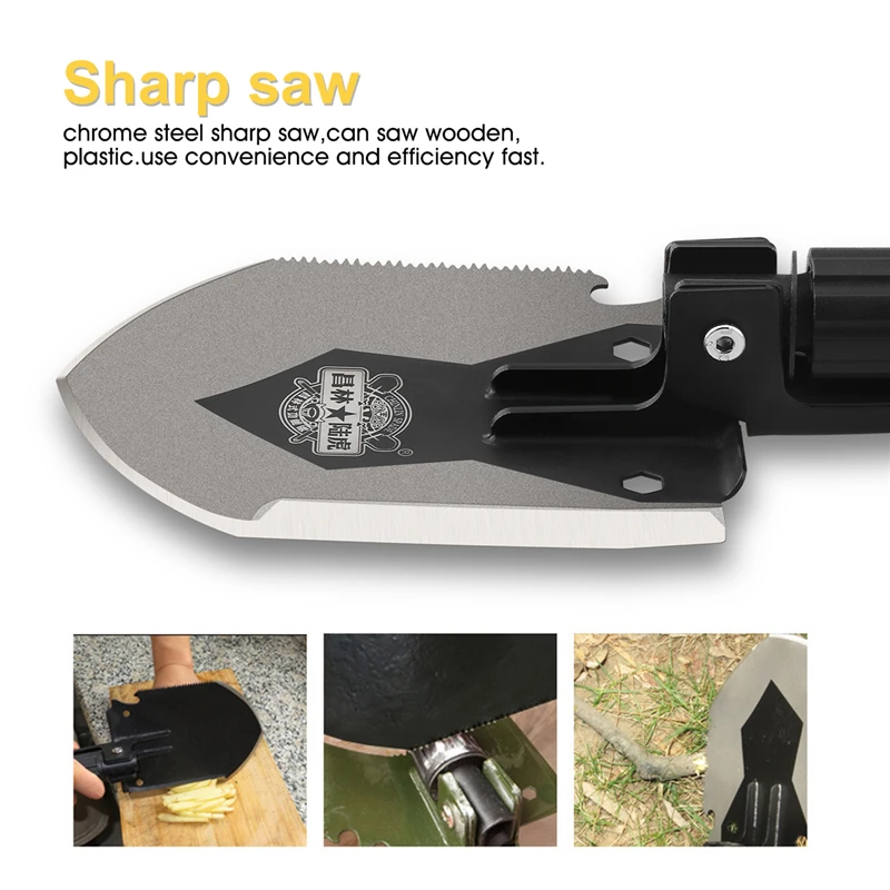 CHANGLIN Multifunctional Camping Shove Military Portable Folding Survival Spade Trowel Dibble Pick Emergency Garden Outdoor Tool