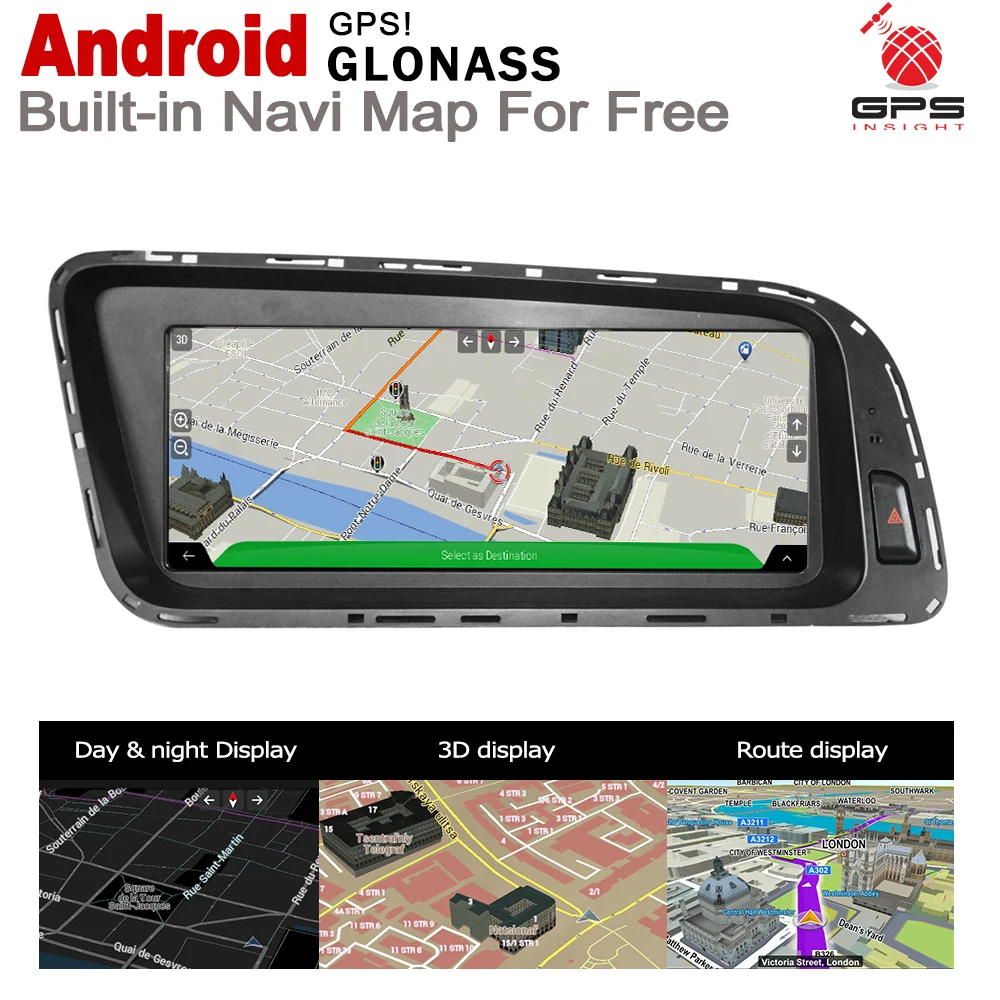 Cheap 8.8" HD Screen Stereo Android 7.0 up Car GPS Navi Map For Audi Q5 8R 2008~2017 MMI Original Style Multimedia Player Auto Radio 2