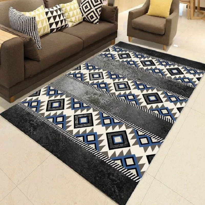 

2019 New 3D Nordic Style Simple Printed Carpet Big Size High Quality Home Mat Modern Living Room Carpet Thicken Parlor Rug Mats