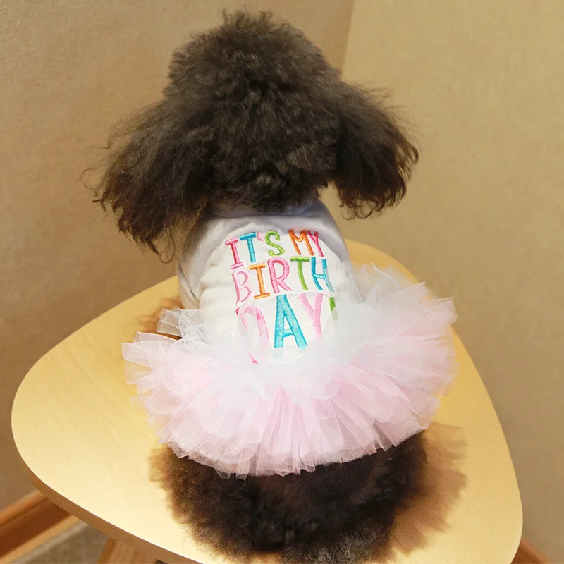 

2018 Summer Dresses for Small Dogs Chihuahua Dog Clothes Letter Print Cotton Dress for Yorkshire Terrier Pet Cat Clothing XS-XL