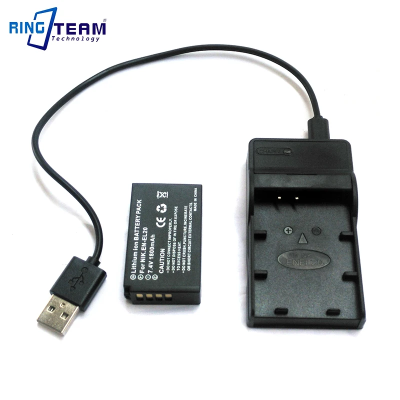 2 в 1 EN EL20 аккумулятор и USB зарядное устройство для Nikon AW1 J1 J2 J3 S1 COOLPIX A BMPCC Blackmagic Pocket