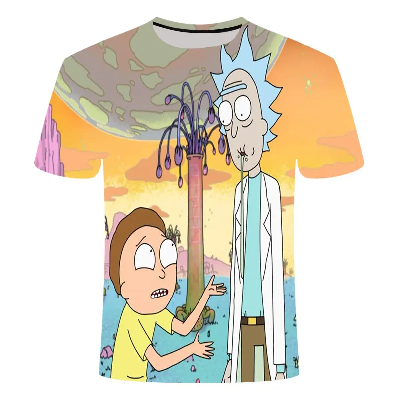 Rick and Morty/Новая забавная футболка с аниме, Мужская 3D футболка, Летняя короткая футболка, мужские топы с круглым вырезом, крутые аниме, с изображением неба