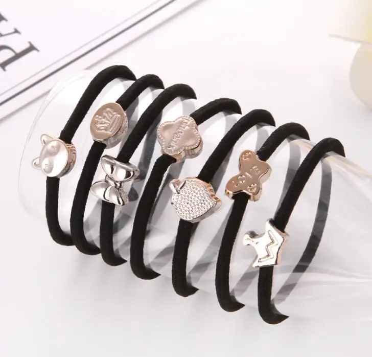 

10PCS/Lot New Women Basic Colorful Golden Ball Elastic Hair Bands Ponytail Holder Lady Rubber Bands Tie Gum For Hair Accessories