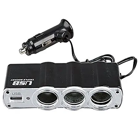 

Multi Splitter CAR CHARGER Adapter 3.1A /12V/24V High Speed Power Adapter Splitter with 3 Socket Cigarette Lighter (DC outlets)