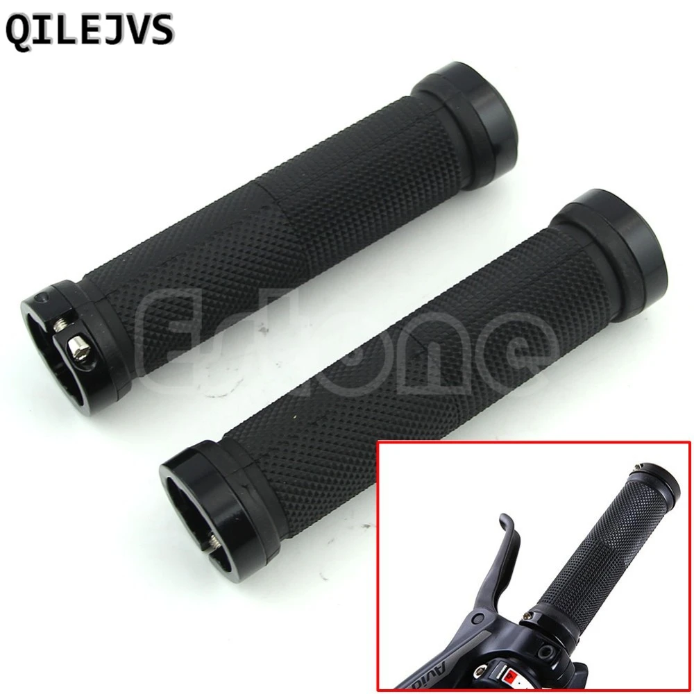 

QILEJVS Bicycle Accessories 1 Pair Black Cycling Lock On Bicycle Bike Handlebar Handle Road For MTB BMX