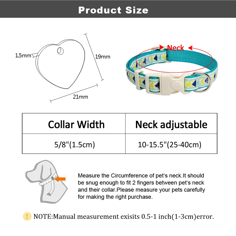 New Cat Collar Personalized Kitten Cats Collars With Engraved Tag Cute Heart Shape Pet ID Tags For Cats Small Dogs Safety Buckle