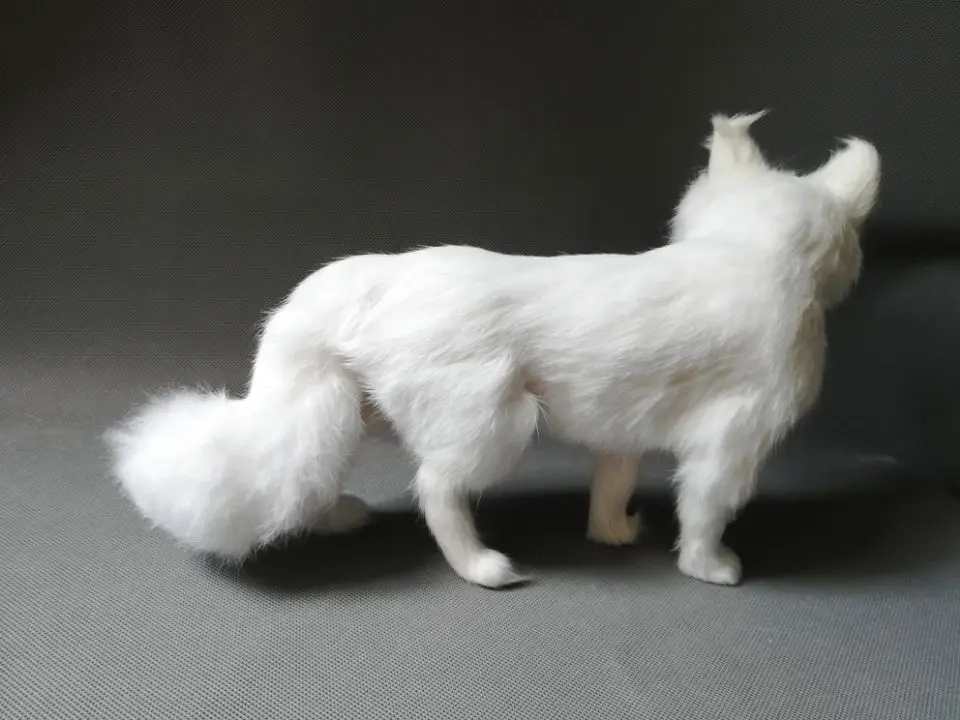 В реальной жизни toy white fox модель Большие 35x23 см полиэтилен и меха стоя fox модель украшения дома реквизит, модель подарок d0100