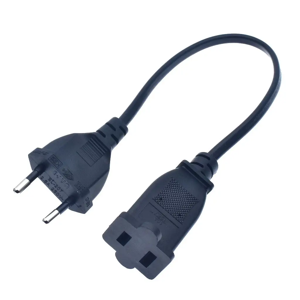 

European Schuko CEE7/16 Male Plug to US Nema 1-15R Power Cable,Power cord Adapter 20cm
