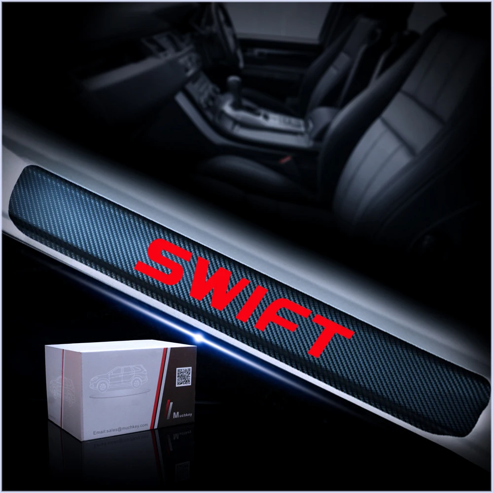 Автомобильный порог протектор потертости для Suzuki Swift 4D углеродное волокно виниловая наклейка на порог защита салона автомобиля аксессуары 4 шт