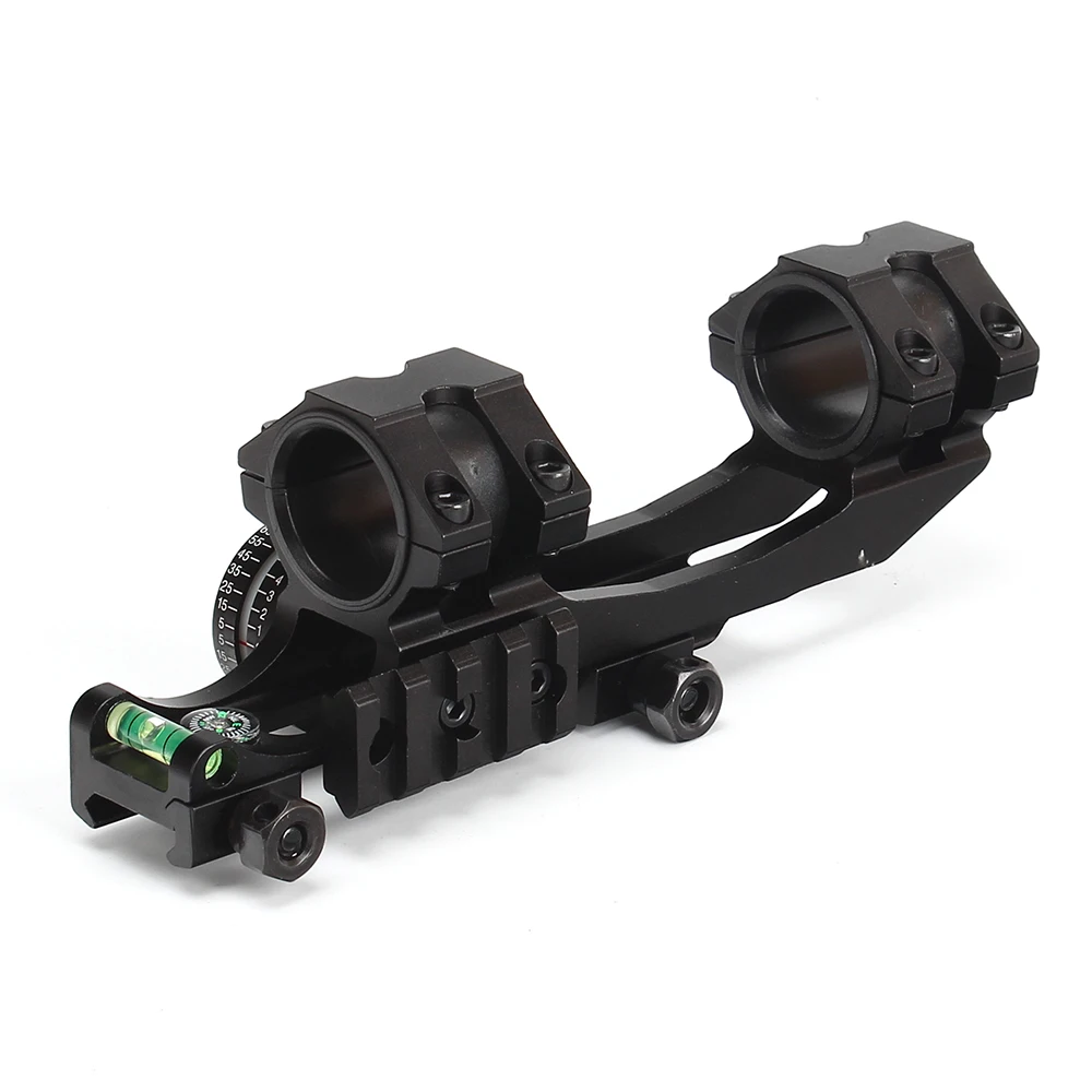 ohhunt 25.4mm 30mm Offset Bi-direction Picatinny Weaver Scope Rings Mount w Angle Cosine Indicator Kit and Bubb Level Compass (5)