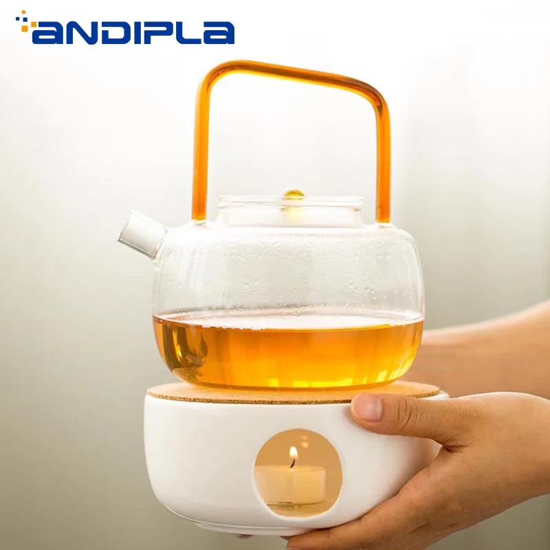 

Modern Simple White Ceramic Tea Pot Heating Base Candle Boiled Tea Heater Coffee Milk Warmer Stove Tea Ceremony Accessories Gift