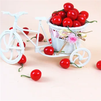 Mini Fake Plastic Fruit Small Berries Artificial Flower Red Cherry Stamen Pearlized Xmas Christmas Decoration 20PCS 25cm