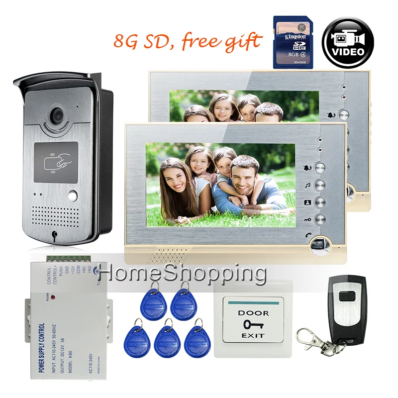 FREE SHIPPING BRAND 7 Home Color Recording Video font b Door b font phone Intercom 2