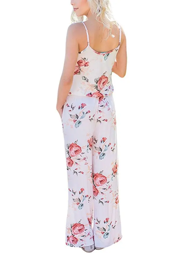 Женский комбинезон с цветочным рисунком Лето 2019 модный тренд слинг печати свободные брюки красный комбинезон больших размеров