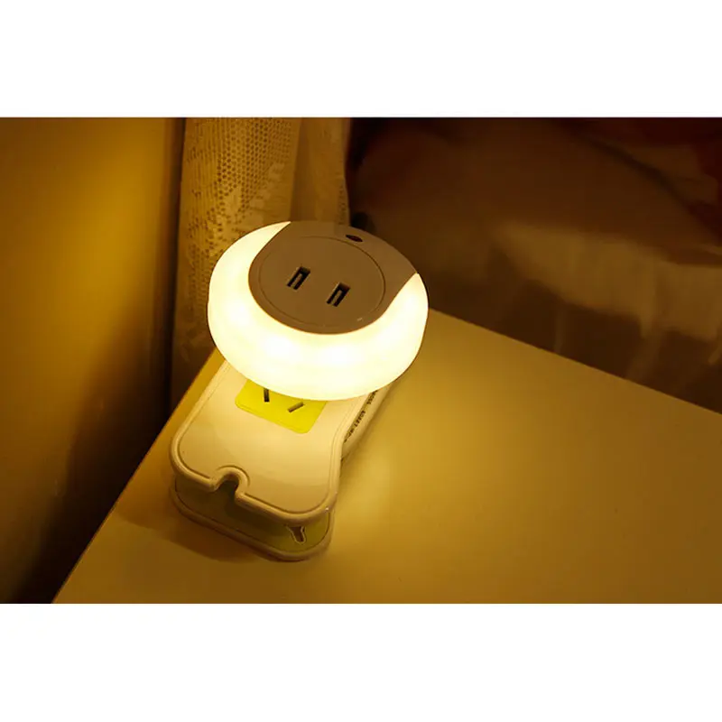 1PCS Smart Design LED Night Light With Light Sensor and Dual USB Wall Plate Charger Perfect For Bathroom Bedroom Etc Hot On Sale (4)
