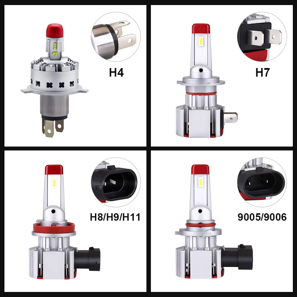 EURS 2 шт. H4 H7 светодиодный H8 H11 HB3 9005 HB4 9006 светодиодный лампы мини Автомобильные светодиодные лампы фар 6000LM 40 Вт авто фары зэс чипы 5 предмет в партии 12V 24V