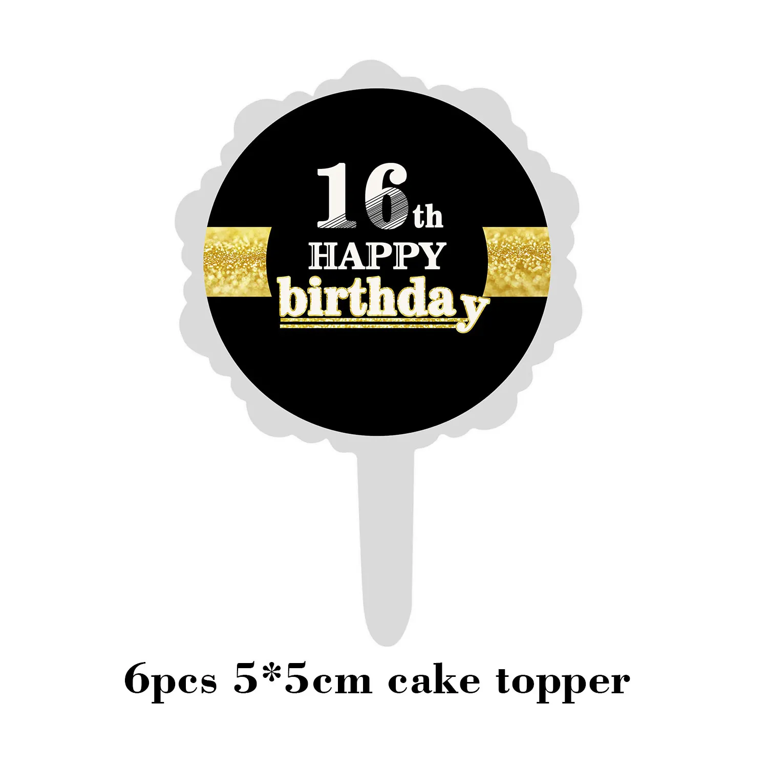 Happy Birthday Confetti Balloon Number Balloon Adult Birthday Cake Topper Gift Sticker For 16 18 21 30 40 50 60 Years Decoration - Цвет: 16 Cupcake Toppers