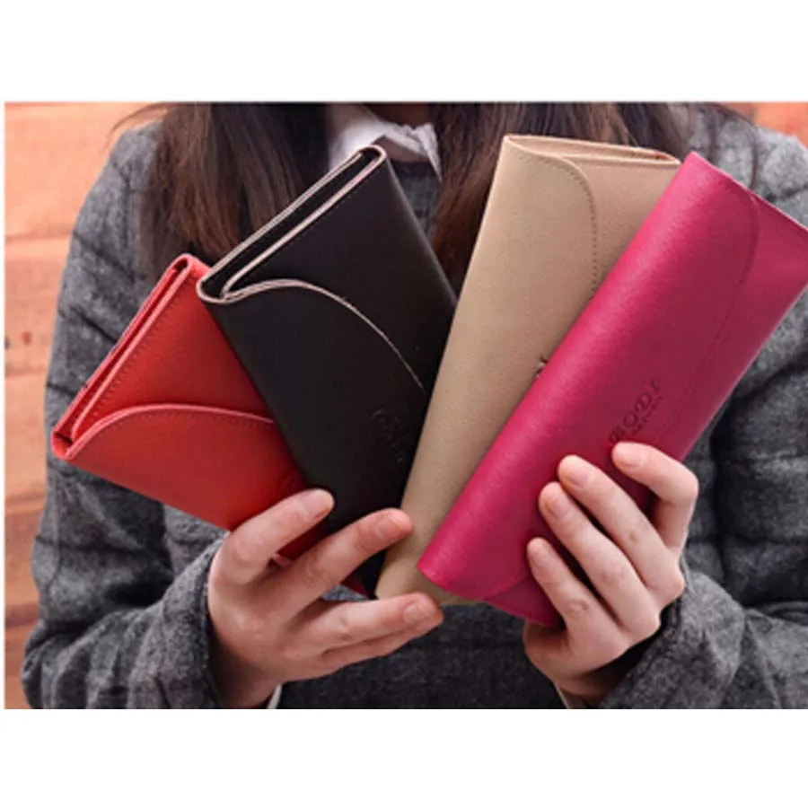 Women Wallets Long female Leather envelope wallet boifold Clutch Purses