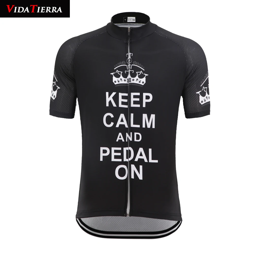 2019 VIDATIERRA men cycling jersey mtb go pro classic can custom racing team Outdoor &quotkeep calm and pedal on&quot cool | Спорт и