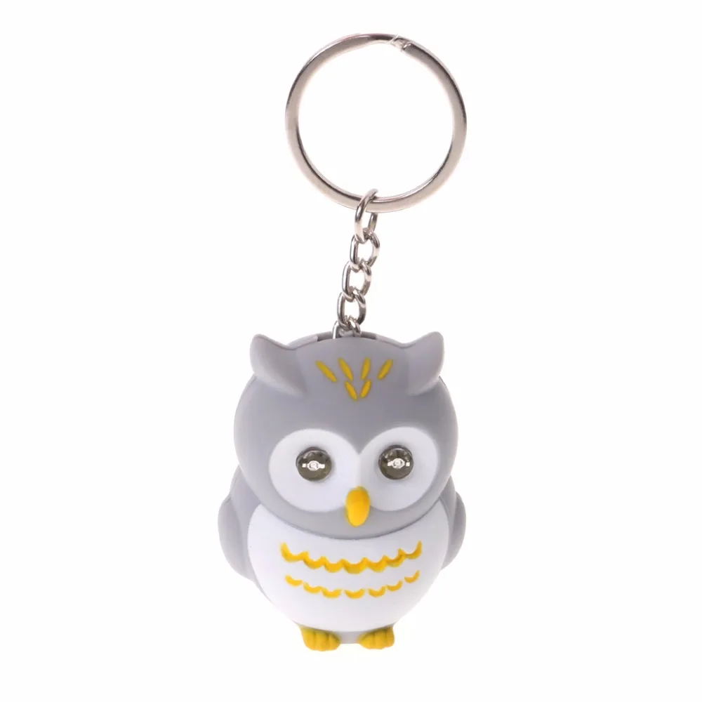 7Color Owl Pendant Keyring With LED Lights And Hooting Sound Creative Key Chain