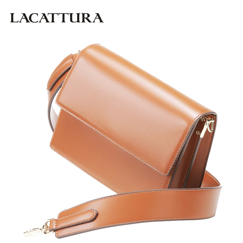 

LACATTURA Luxury Women Handbags Designer Leather Messenger Bags Crossbody for Girls Retro Organ Flap Shoulder Bag Small Clutch
