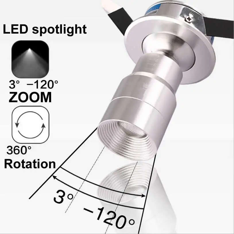 

Mini Spot led Zoom Luminaria Led Light Cob Cree Chip 3W 6W 110V 220V 3000K 4000K 5000K Ceiling Lights Museum Cabinets Lighting