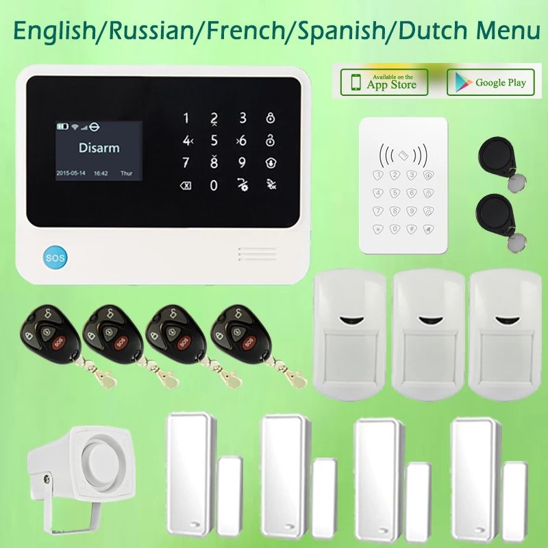 

Customerized WIFI GSM GPRS Home Alarm System Alarme Package with RFID Keypad