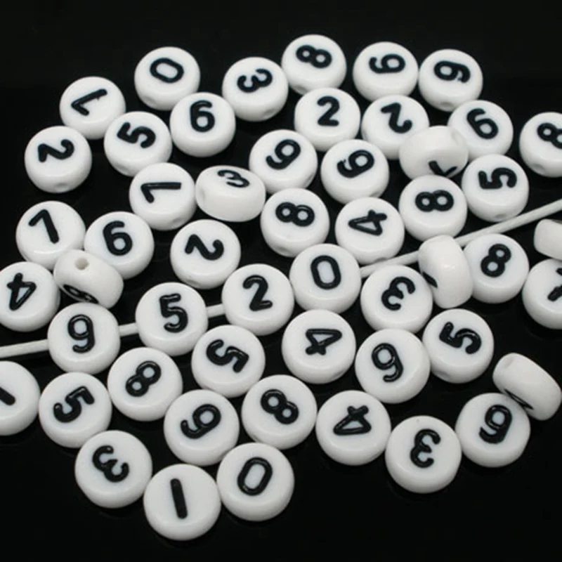 

LASPERAL 7mm 500PCs Beads Round Number Acrylic Beads For Making Decoration Jewelry DIY Fit Fashion Women Jewelry DIY Gift