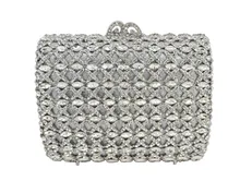 Schöne Strass Abendtaschen Floral Kristall Jeweled Clutch Geldbörse Silber rechteckigen eingelegten diamanten handtasche 88392