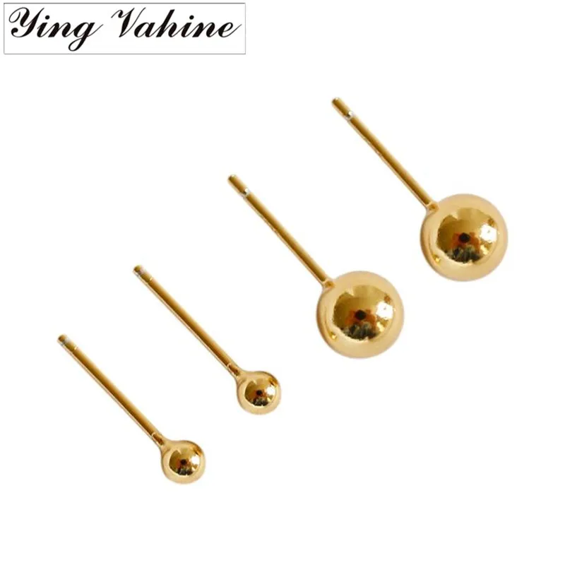 

ying Vahine 925 Sterling Silver Earring Round Gold Beads Stud Earrings for Women pendientes mujer moda 2018