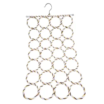 

28-hole Ring Rope Slots Holder Hook Scarf Wraps Shawl Storage Hanger Organizer