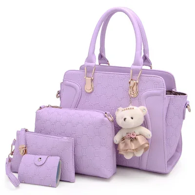 Мода печатных для женщин Сумочка+ сообщение сумка кошелек держатель для карт Роскошные искусственная кожа Crossbody комплект с сумкой borsa donna marca famosa - Цвет: purple