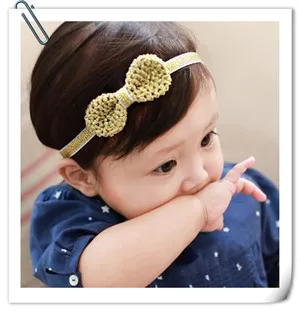 Детские Блеск Лук-узел Hairband аксессуары для волос цвет серебристый, Золотой повязка на голову для маленьких девочек повязка на голову