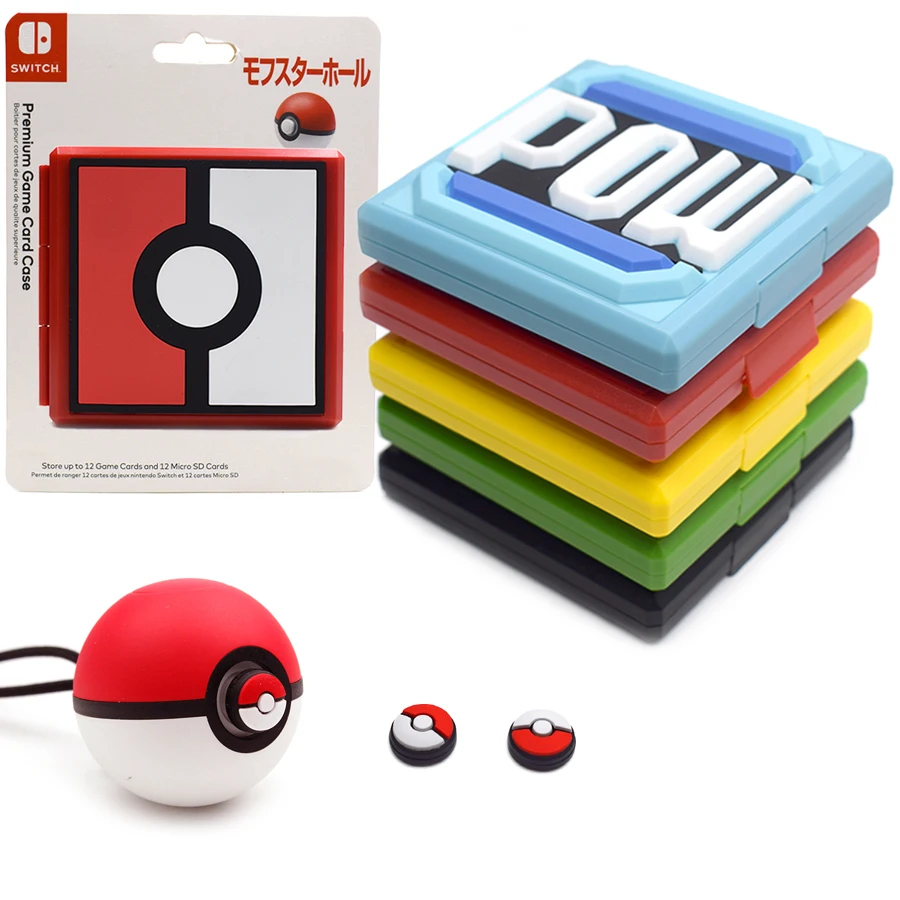 Чехол для хранения переносных игровых карт и 2 Poke ball Plus Thumb Grips Caps для nintendo Switch