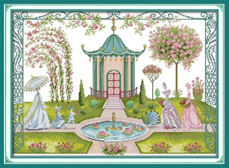 

Backyard garden, counted printed on fabric DMC 14CT 11CT Cross Stitch kits,embroidery needlework Sets, Home Decor
